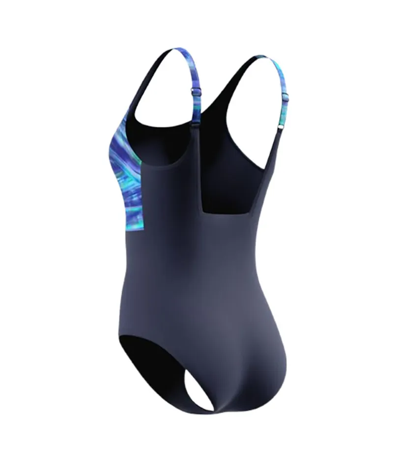 Speedo Women's Contour Eclipse Printed Swimsuit Peacoat/Lavender/Night-3