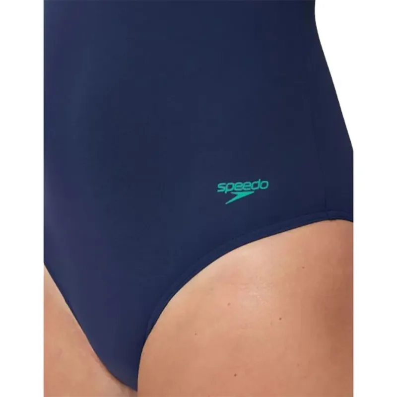 Speedo Women's Contour Eclipse Solid Swimsuit Teal/Navy-5