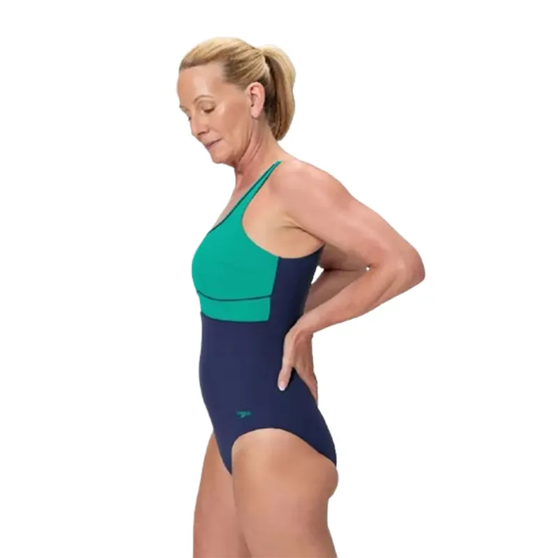 Speedo Women's Contour Eclipse Solid Swimsuit Teal/Navy-3