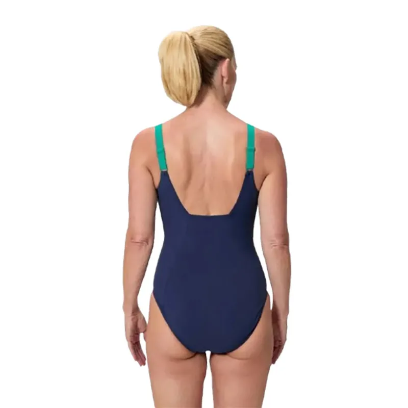 Speedo Women's Contour Eclipse Solid Swimsuit Teal/Navy-2