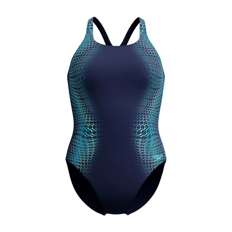 Speedo Women's Digital Printed Medalist One Piece Swimsuit Lagoon Blue
