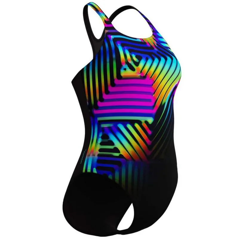 Speedo Women's Digital Printed Medalist Swimsuit Pahala Blend/Speedo Black-7