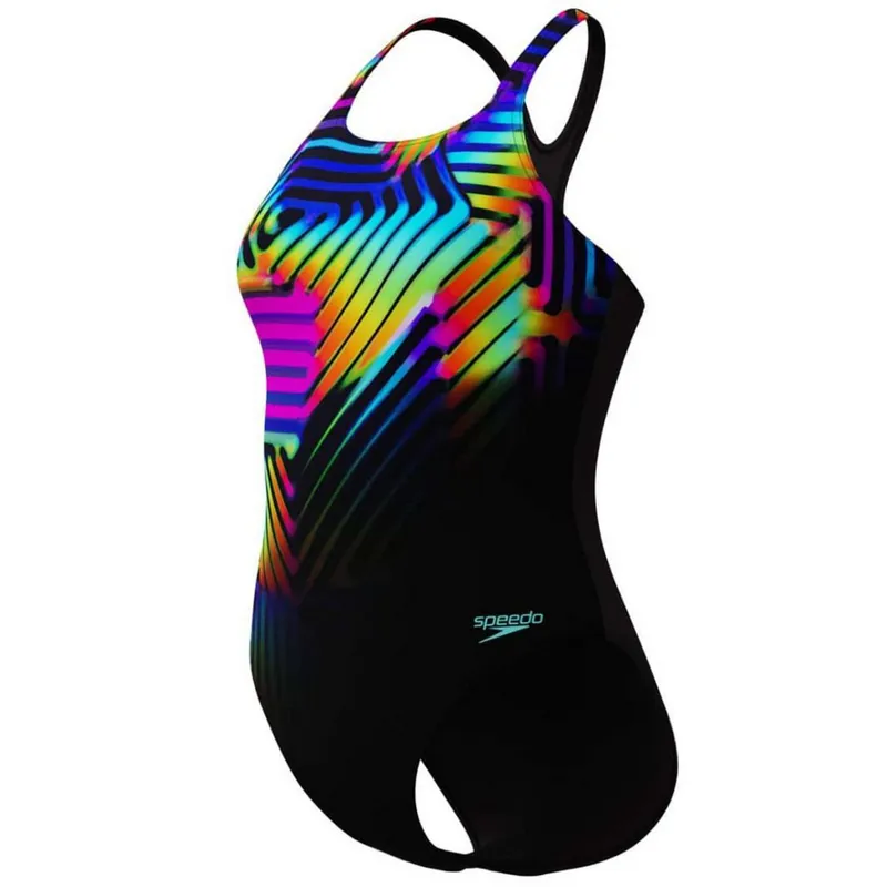 Speedo Women's Digital Printed Medalist Swimsuit Pahala Blend/Speedo Black-2