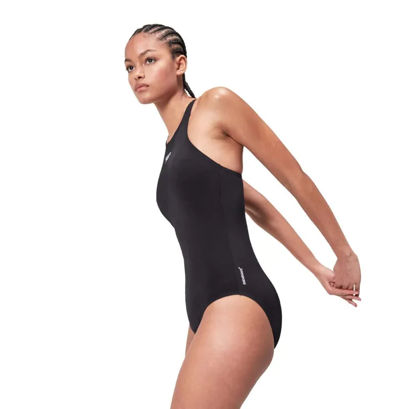 Speedo Women's End+ V Back Longer Body Swimsuit Black-4