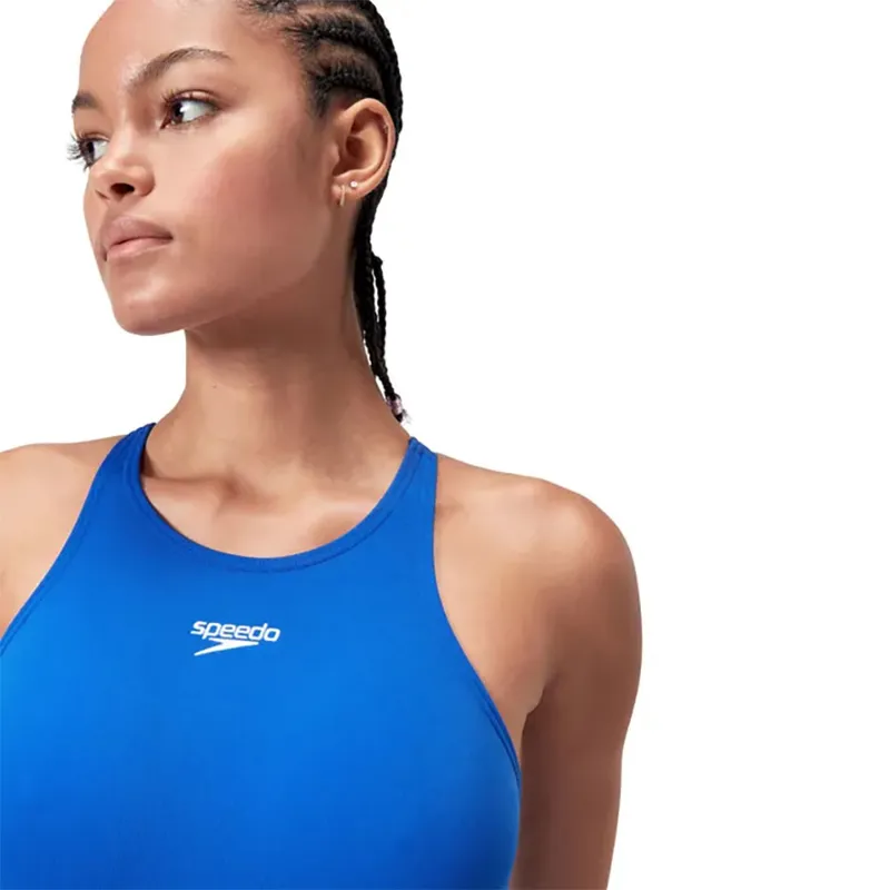 Speedo Women's End+ V Back Longer Body Swimsuit Lagoon Blue-6