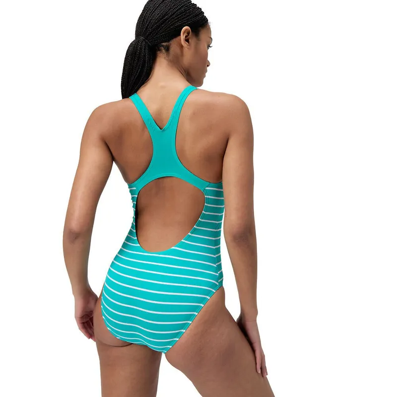 Speedo Women's Endurance+ Printed Medalist One Piece Swimsuit Turquoise Gem-6