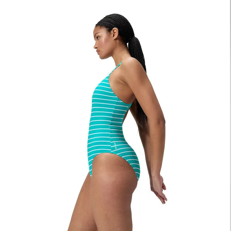 Speedo Women's Endurance+ Printed Medalist One Piece Swimsuit Turquoise Gem-5