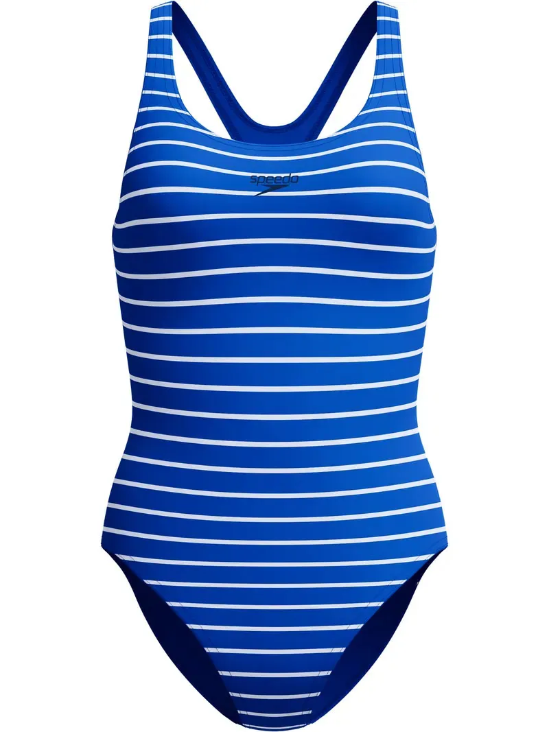 Speedo Women's Endurance+ Printed Medalist Swimsuit Blue/White
