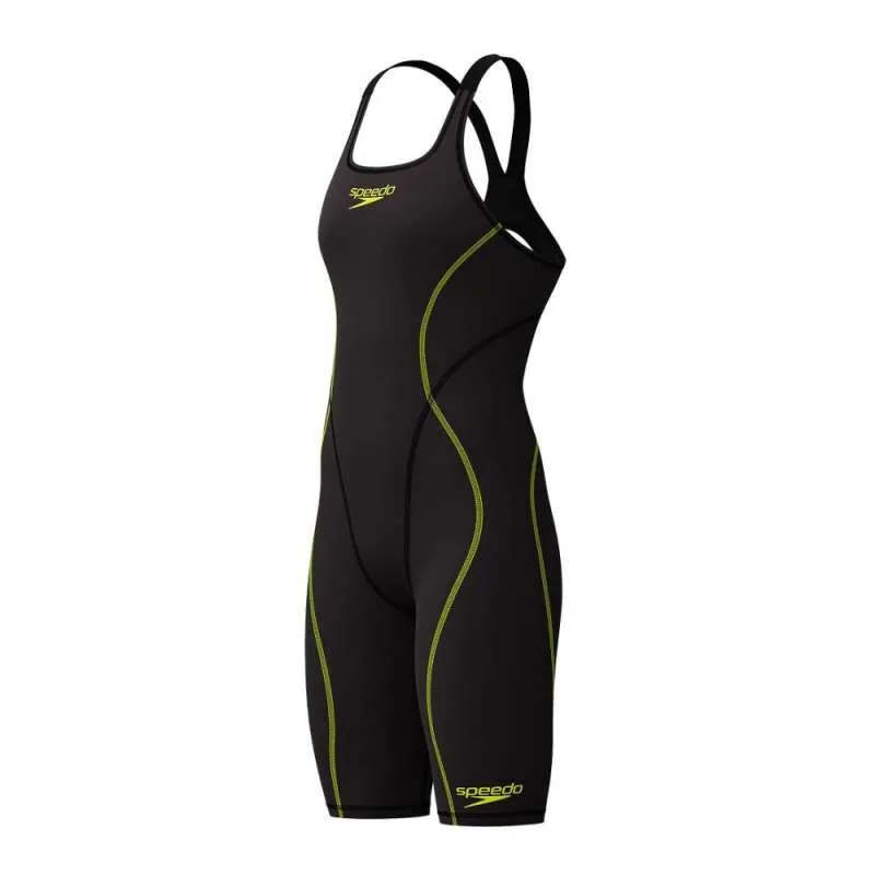 Speedo Women's Fastskin Hyperspark Solid Openback Kneeskin Black-2