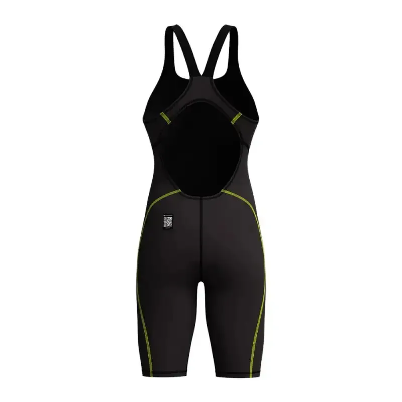Speedo Women's Fastskin Hyperspark Solid Openback Kneeskin Black-1