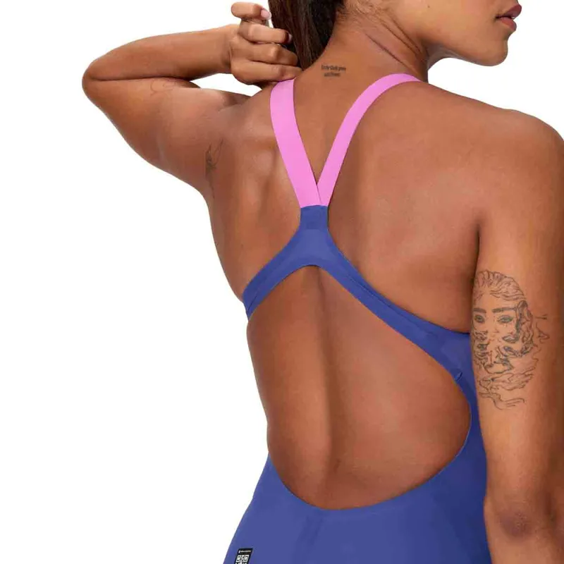 Speedo Women's Fastskin LZR Pure Valor 2.0 Openback Kneeskin Navy/Purple-4