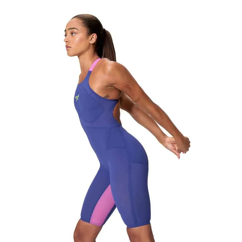Speedo Women's Fastskin LZR Pure Valor 2.0 Openback Kneeskin Navy/Purple-2