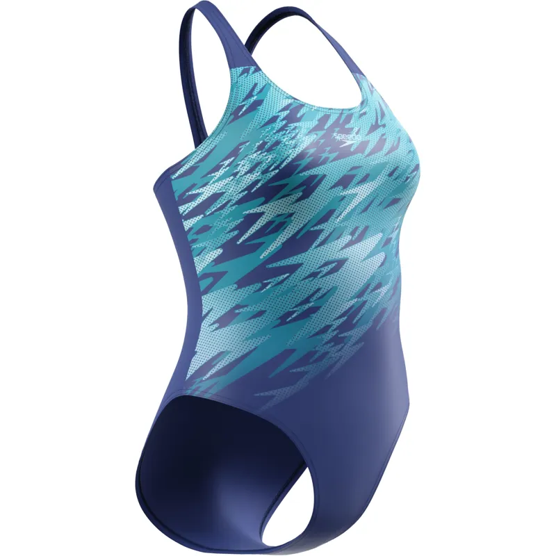 Speedo Women's Hyperboom Placement Muscleback Swimsuit Night Watch/Glacier Blue-3
