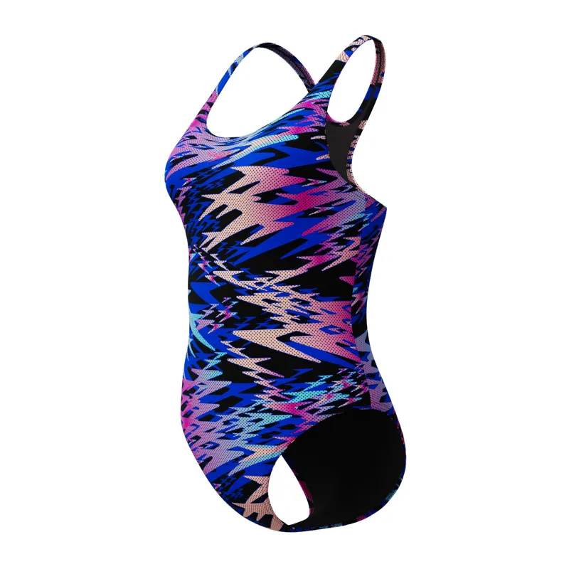 Speedo Women's Hyperboom Printed Medalist Swimsuit Black/Pink-7