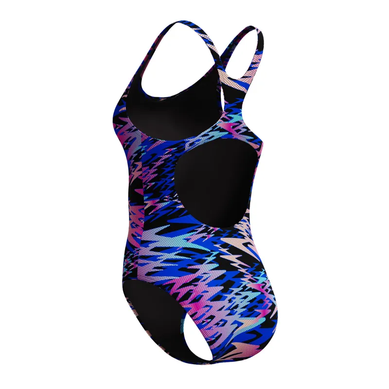 Speedo Women's Hyperboom Printed Medalist Swimsuit Black/Pink-5