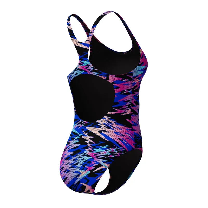 Speedo Women's Hyperboom Printed Medalist Swimsuit Black/Pink-3