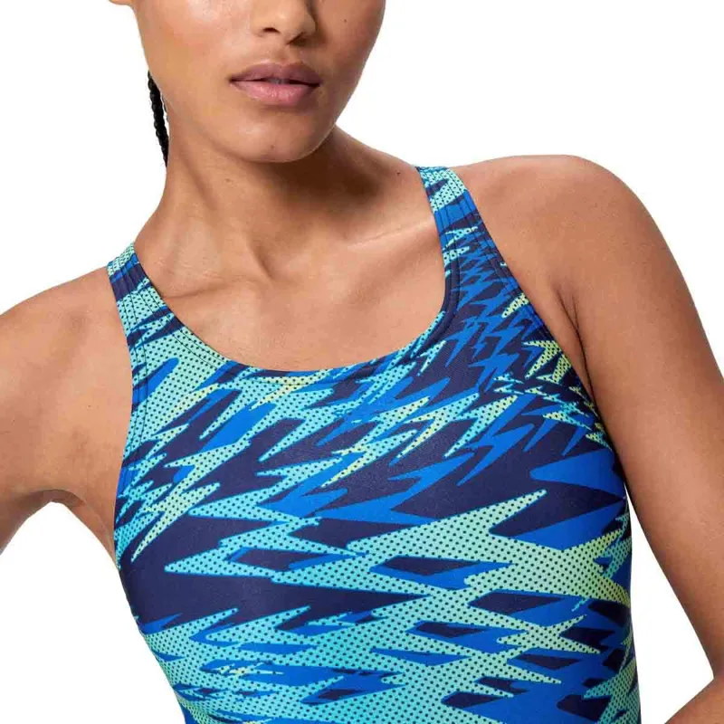 Speedo Women's Hyperboom Printed Medalist Swimsuit Blue/Green-4