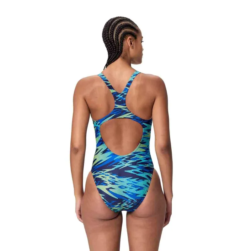 Speedo Women's Hyperboom Printed Medalist Swimsuit Blue/Green-2