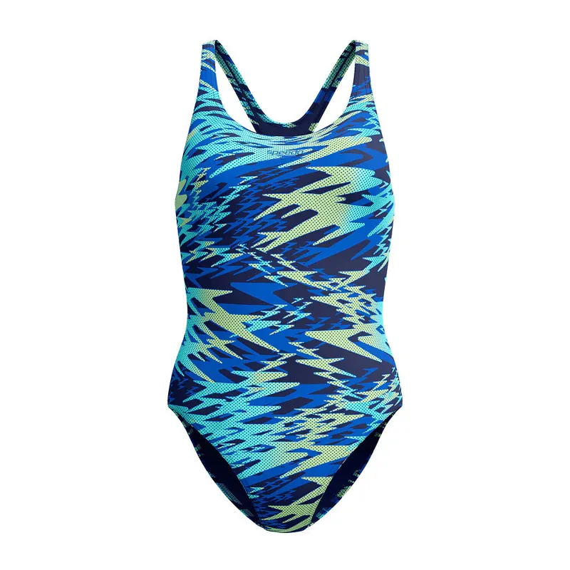 Speedo Women's Hyperboom Printed Medalist Swimsuit Blue/Green