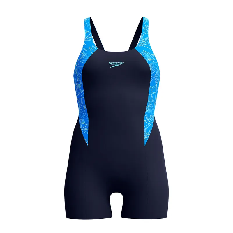 Speedo Women's Hyperboom Splice Legsuit One Piece Lagoon Blue