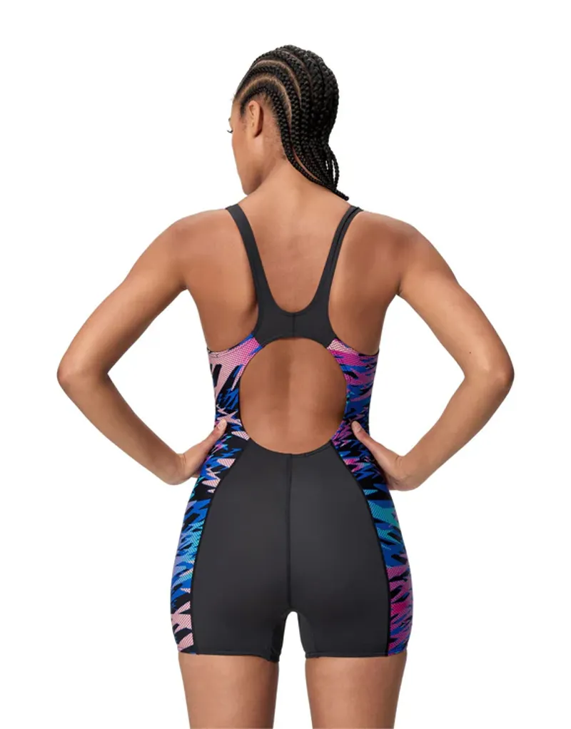 Speedo Women's Hyperboom Splice Muscleback Legsuit Black/Pink-2