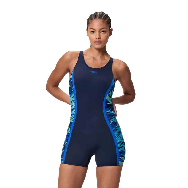 Speedo Women's Hyperboom Splice Muscleback Legsuit Navy/Blue-1