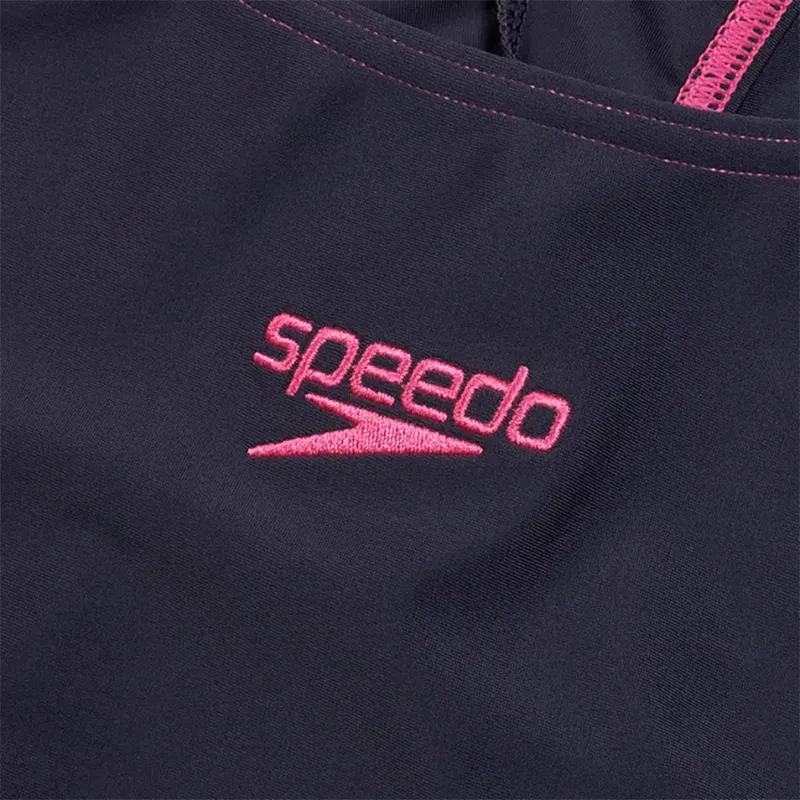 Speedo Women's Hyperboom Splice Racerback Swimsuit Navy/Pink-9