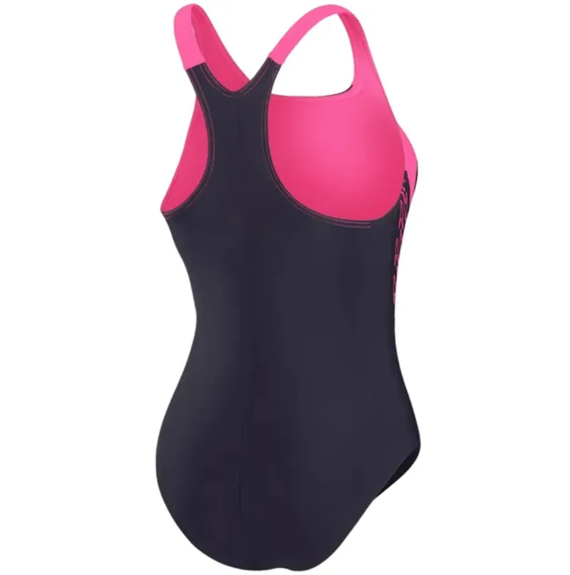 Speedo Women's Hyperboom Splice Racerback Swimsuit Navy/Pink-1