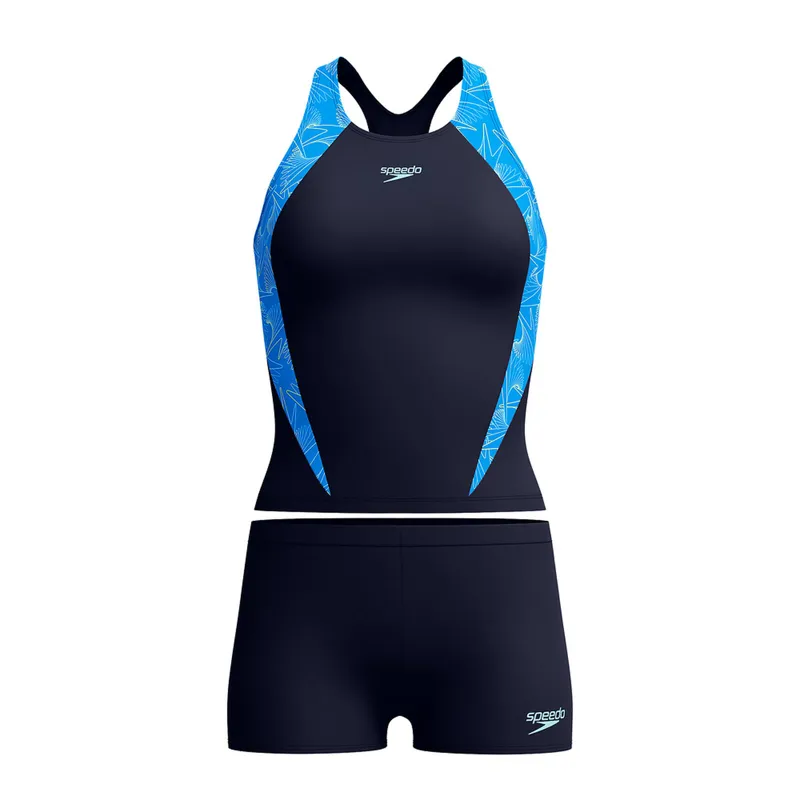 Speedo Women's Hyperboom Splice Tankini Set Lagoon Blue