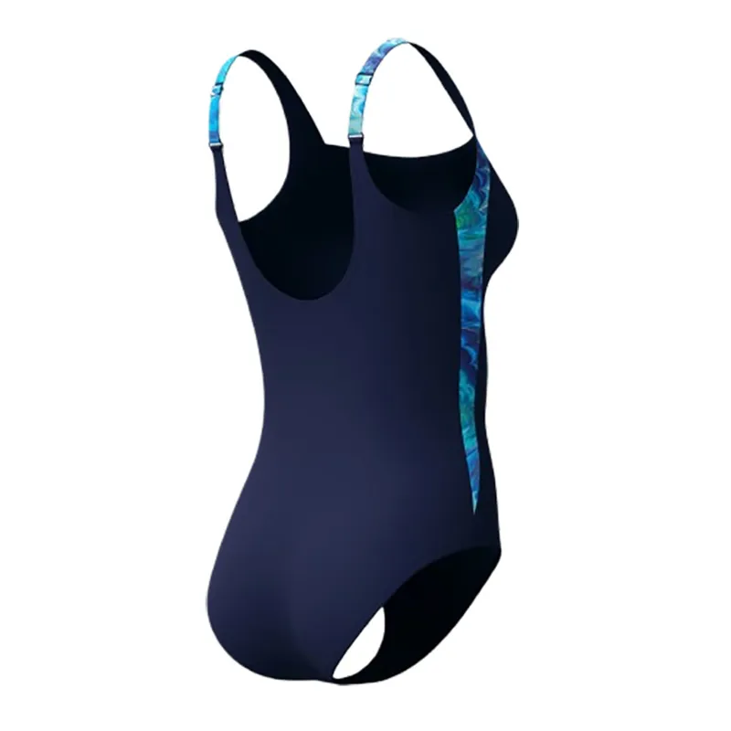 Speedo Women's Luna Lustre Printed Swimsuit Peacoat/Lavender/Night-3