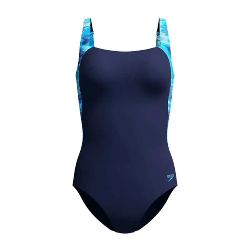 Speedo Women's Luna Lustre Printed Swimsuit Peacoat/Lavender/Night