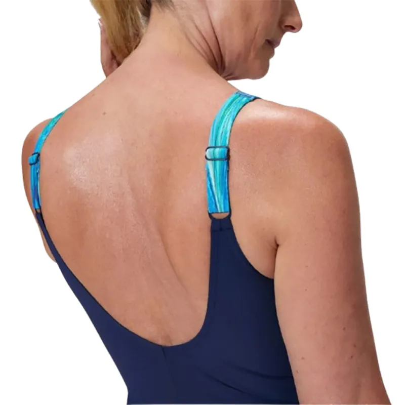 Speedo Women's Lunalustre Printed Swimsuit Navy/Light Blue-6