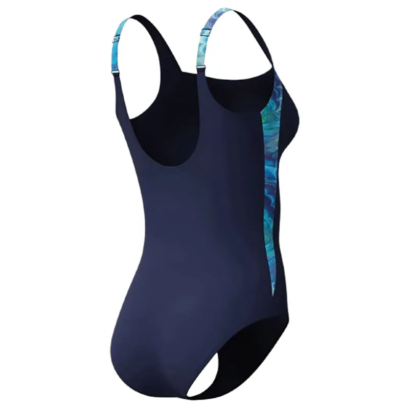 Speedo Women's Lunalustre Printed Swimsuit Navy/Light Blue-1
