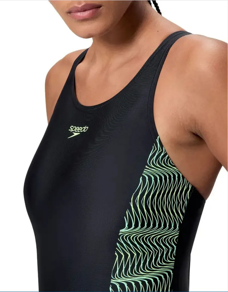 Speedo Women's Medalist Placement Swimsuit Black/Green-4