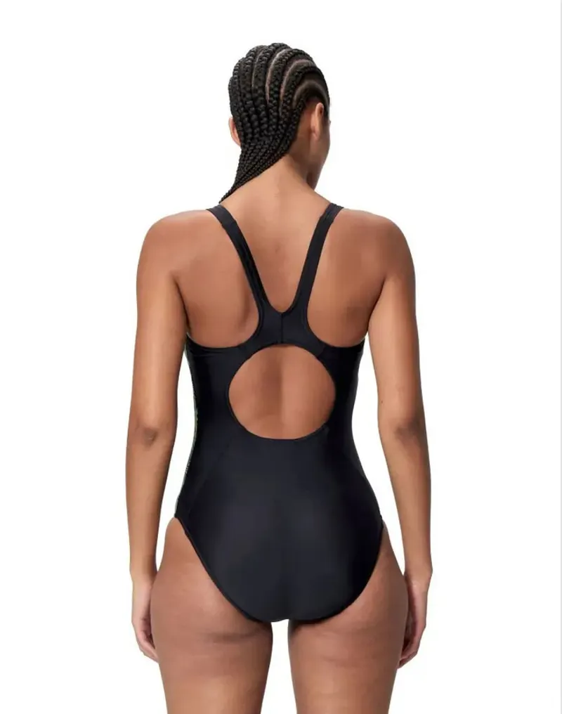 Speedo Women's Medalist Placement Swimsuit Black/Green-2