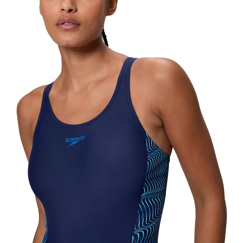 Speedo Women's Medalist Placement Swimsuit Navy/Light Blue-7
