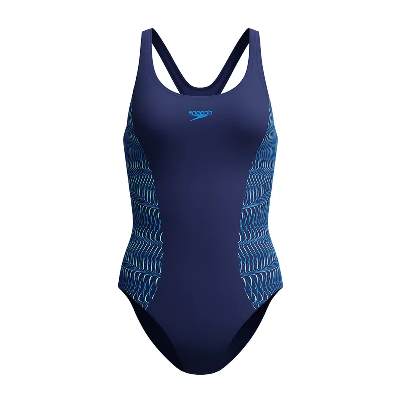 Speedo Women's Medalist Placement Swimsuit Navy/Light Blue