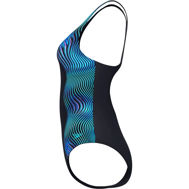 Speedo Women's Medalist Printed Swimsuit Black/Blue-5