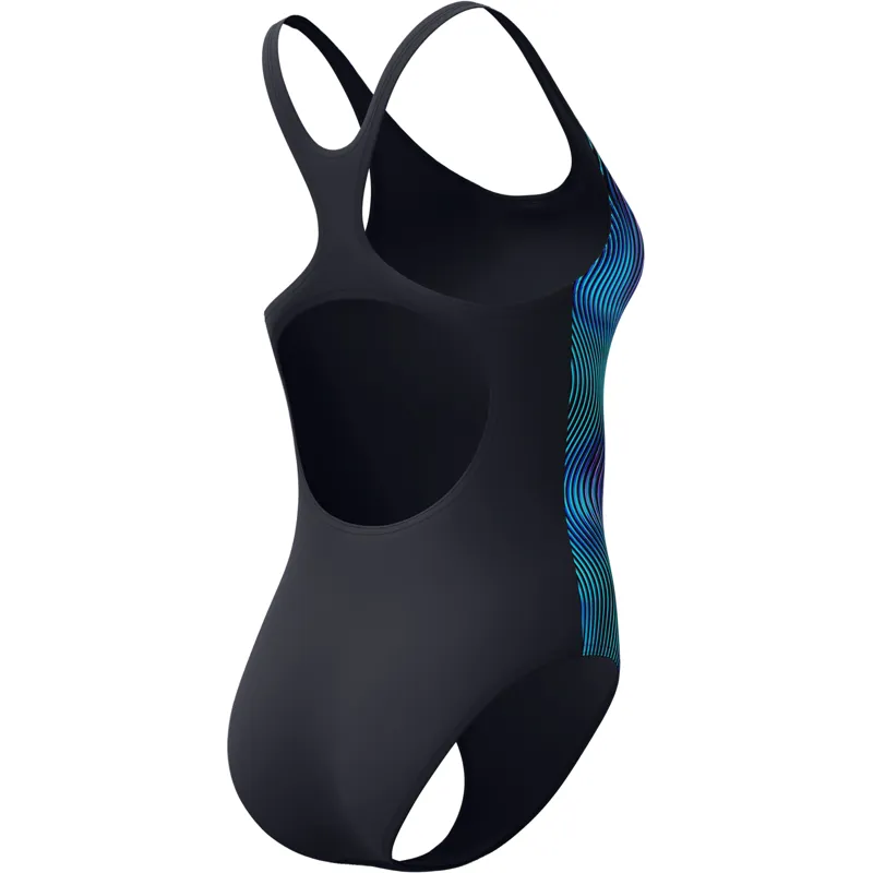 Speedo Women's Medalist Printed Swimsuit Black/Blue-4