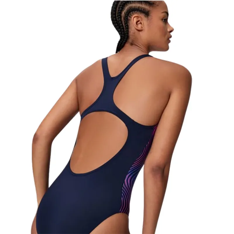 Speedo Women's Medalist Printed Swimsuit Purple/Navy-10