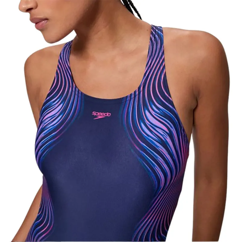 Speedo Women's Medalist Printed Swimsuit Purple/Navy-9