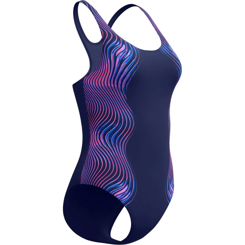 Speedo Women's Medalist Printed Swimsuit Purple/Navy