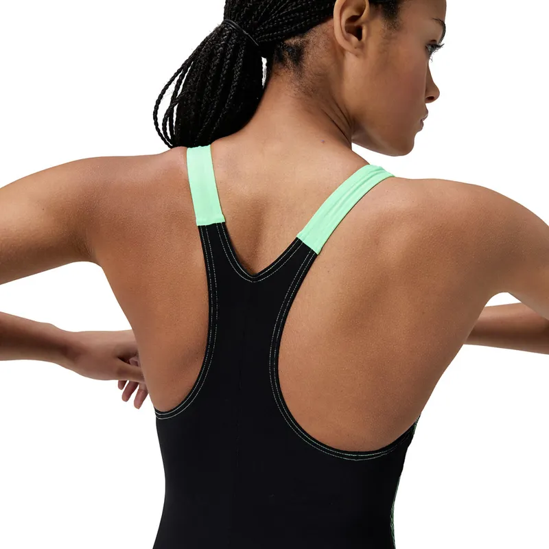 Speedo Women's Placement Laneback One Piece Swimsuit Alfalfa Green-8