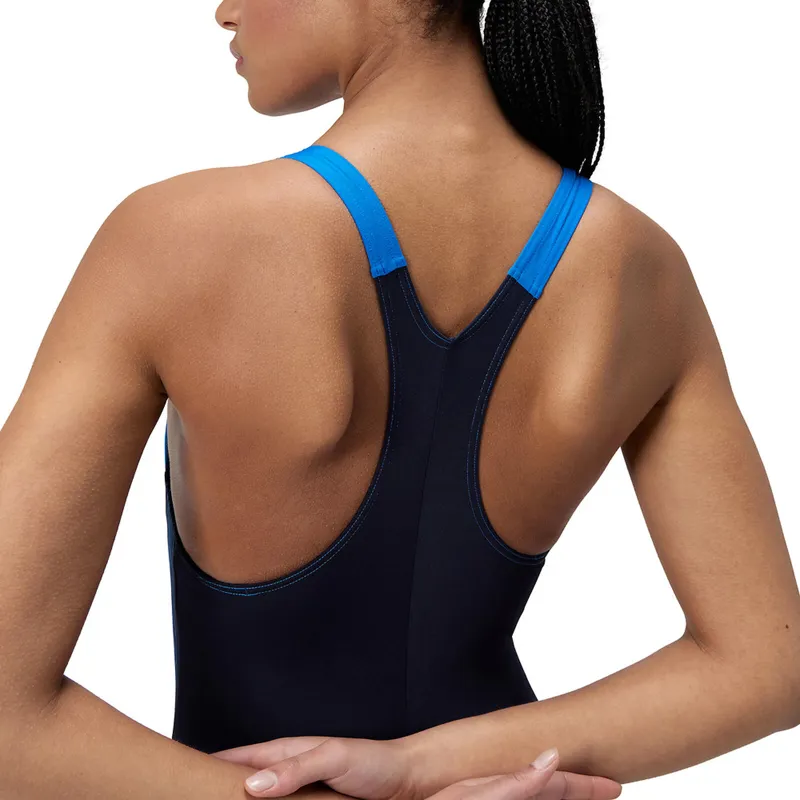 Speedo Women's Placement Laneback One Piece Swimsuit Lagoon Blue-8