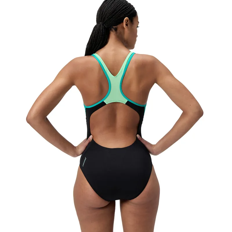 Speedo Women's Placement Laneback One Piece Swimsuit Turquoise Gem-4