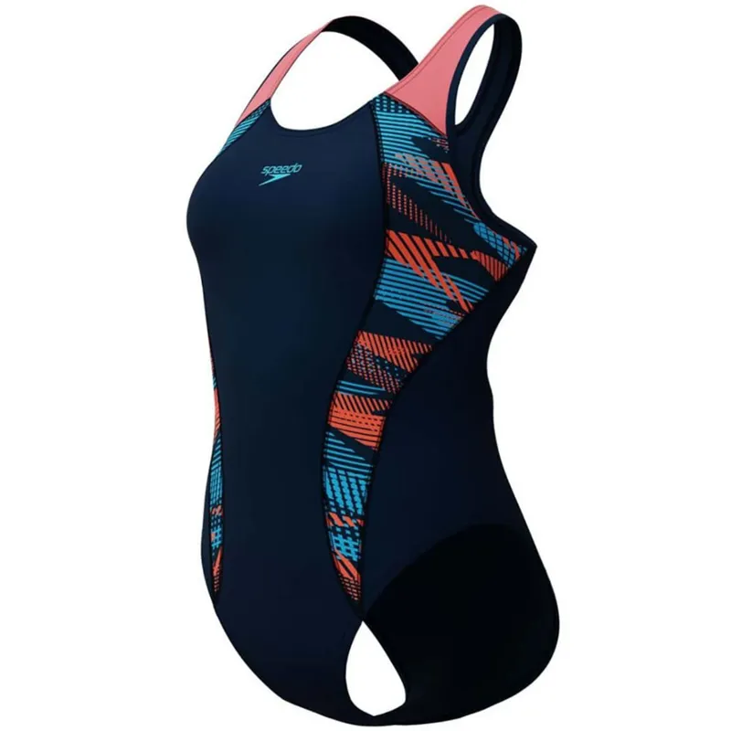 Speedo Women's Placement Laneback Swimsuit True Navy-6