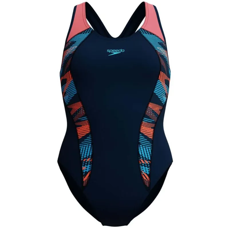 Speedo Women's Placement Laneback Swimsuit True Navy