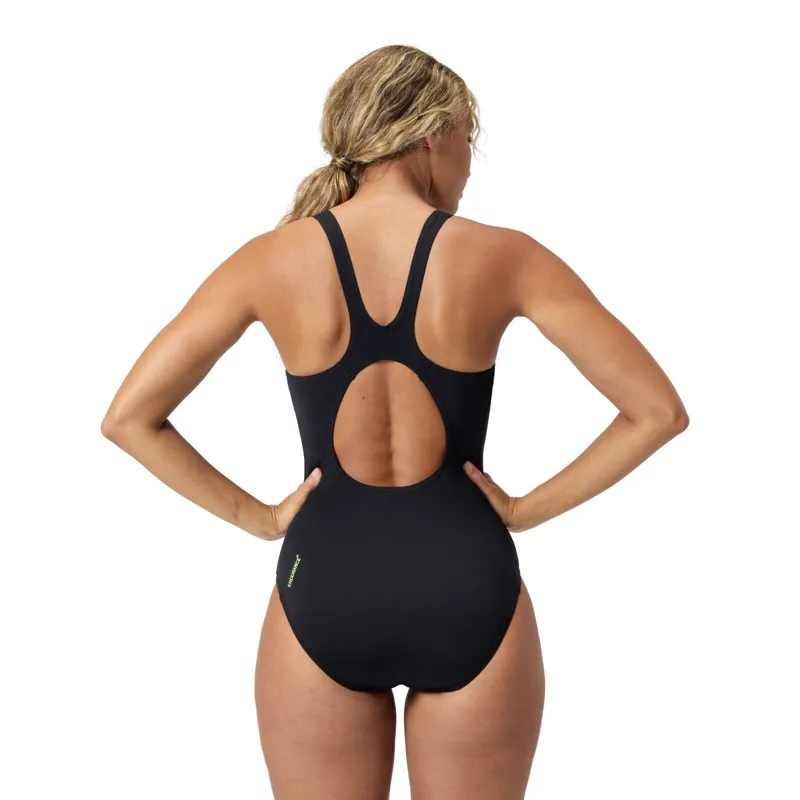 Speedo Women's Placement Muscleback Swimsuit Black/Hyper Yellow-3