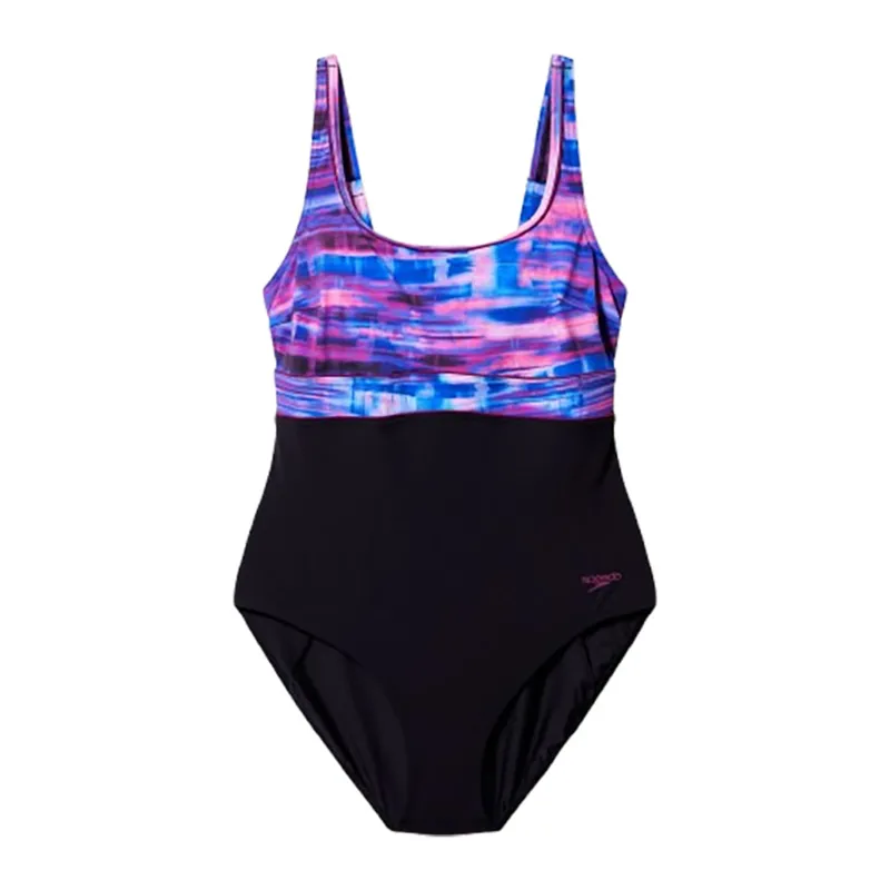 Speedo Women's Print Contour Eclipse Swimsuit Anthracite/Berry/Wineberry