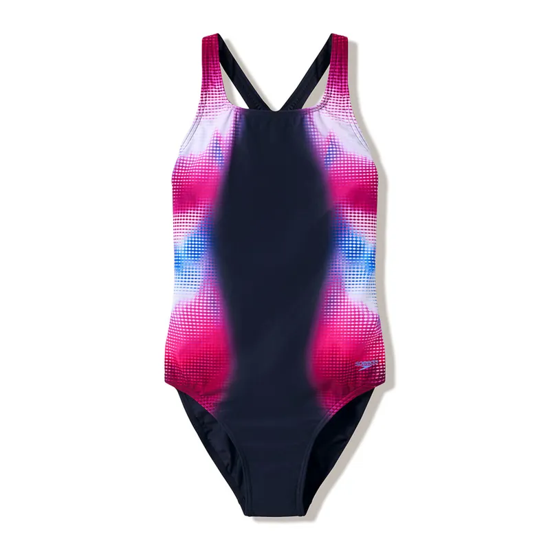 Speedo Women's Print Medalist Swimsuit Anthracite
